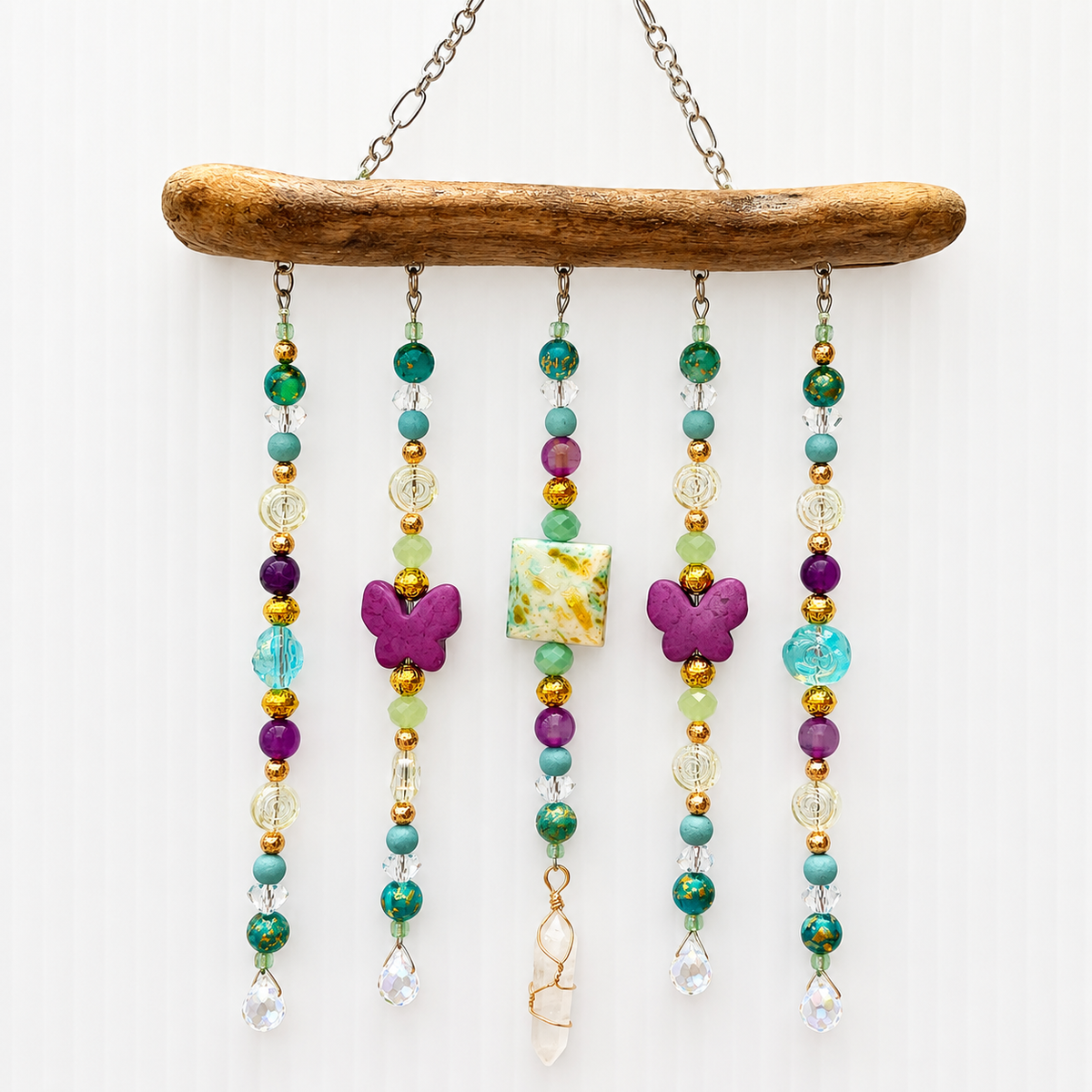 Butterfly Rainbows driftwood suncatcher handcrafted one-of-a-kind
